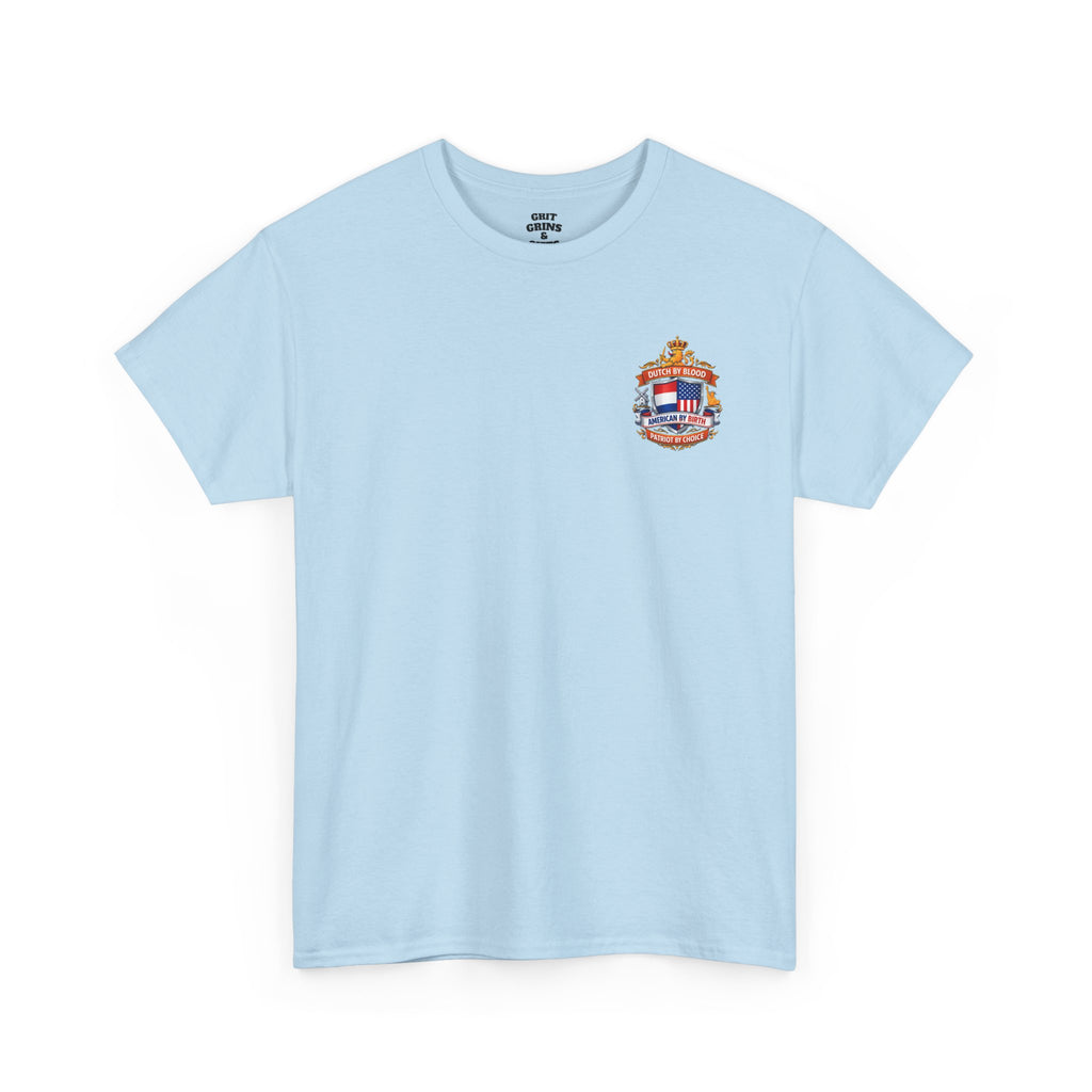 Dutch by Blood, American by Birth T-Shirt — Patriotic Netherlands USA Crest Tee