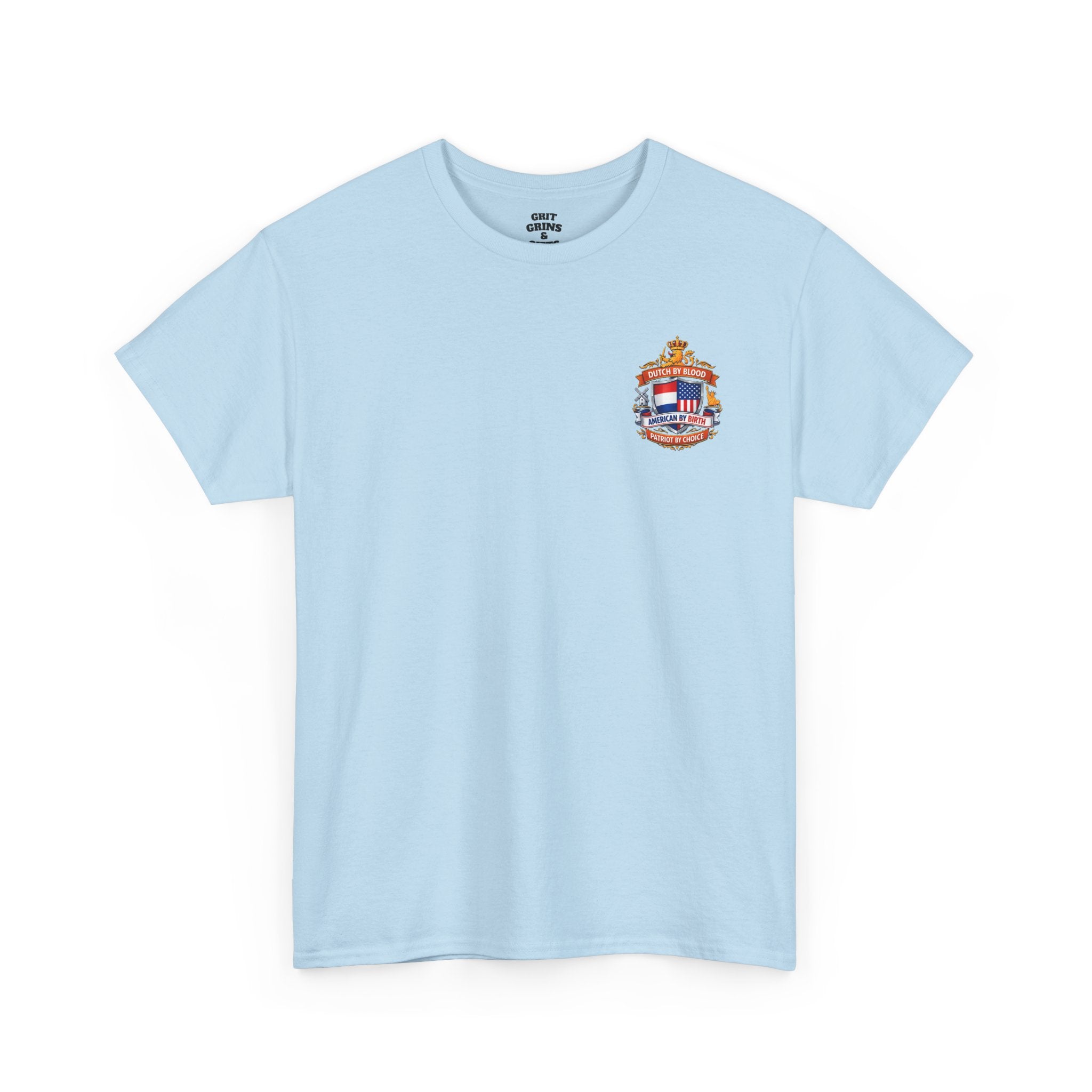 Dutch by Blood, American by Birth T-Shirt — Patriotic Netherlands USA Crest Tee