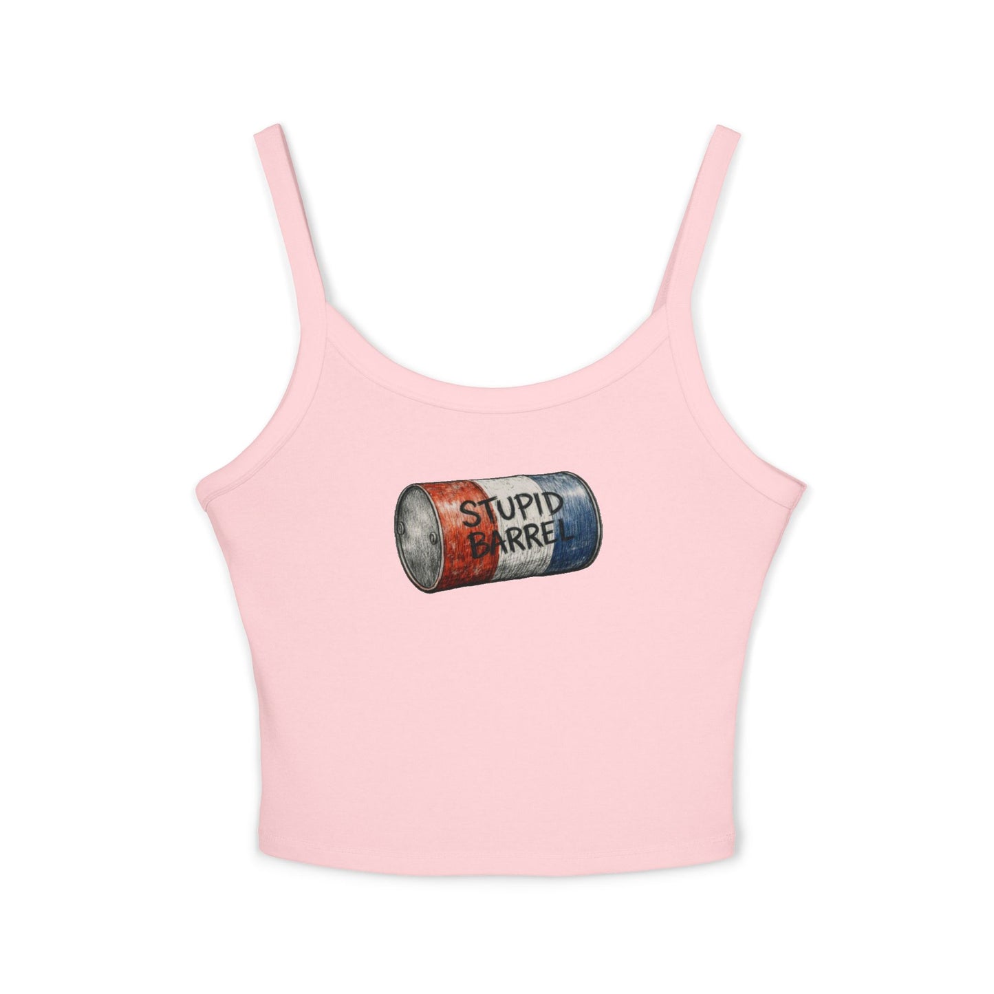 Stupid Barrel Graphic Cropped Tank — Women’s Spaghetti Strap Crop Top