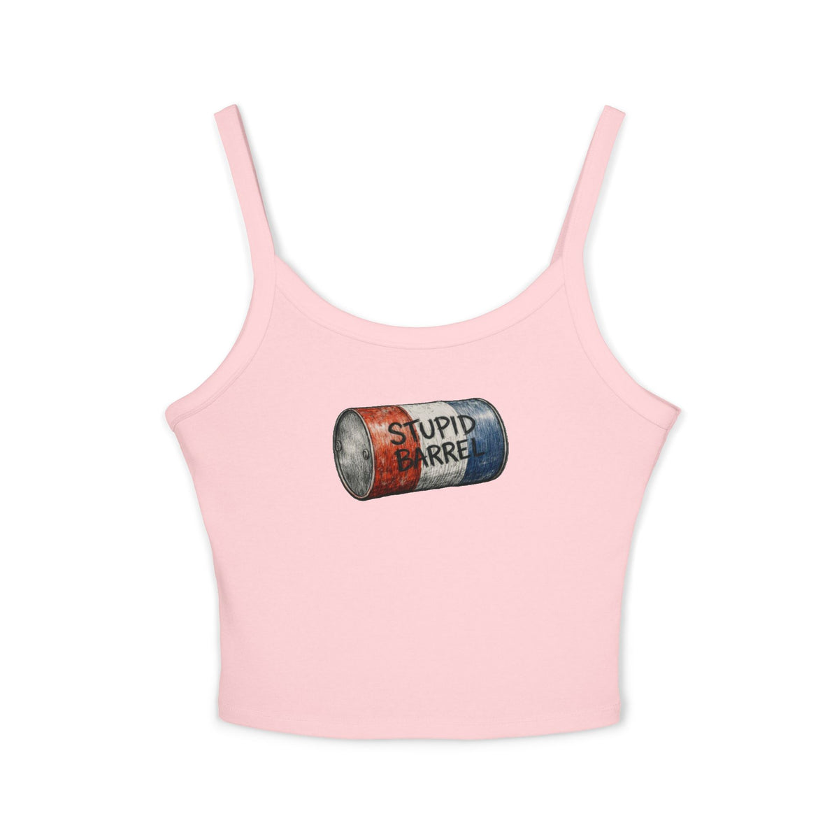 Stupid Barrel Graphic Cropped Tank — Women’s Spaghetti Strap Crop Top