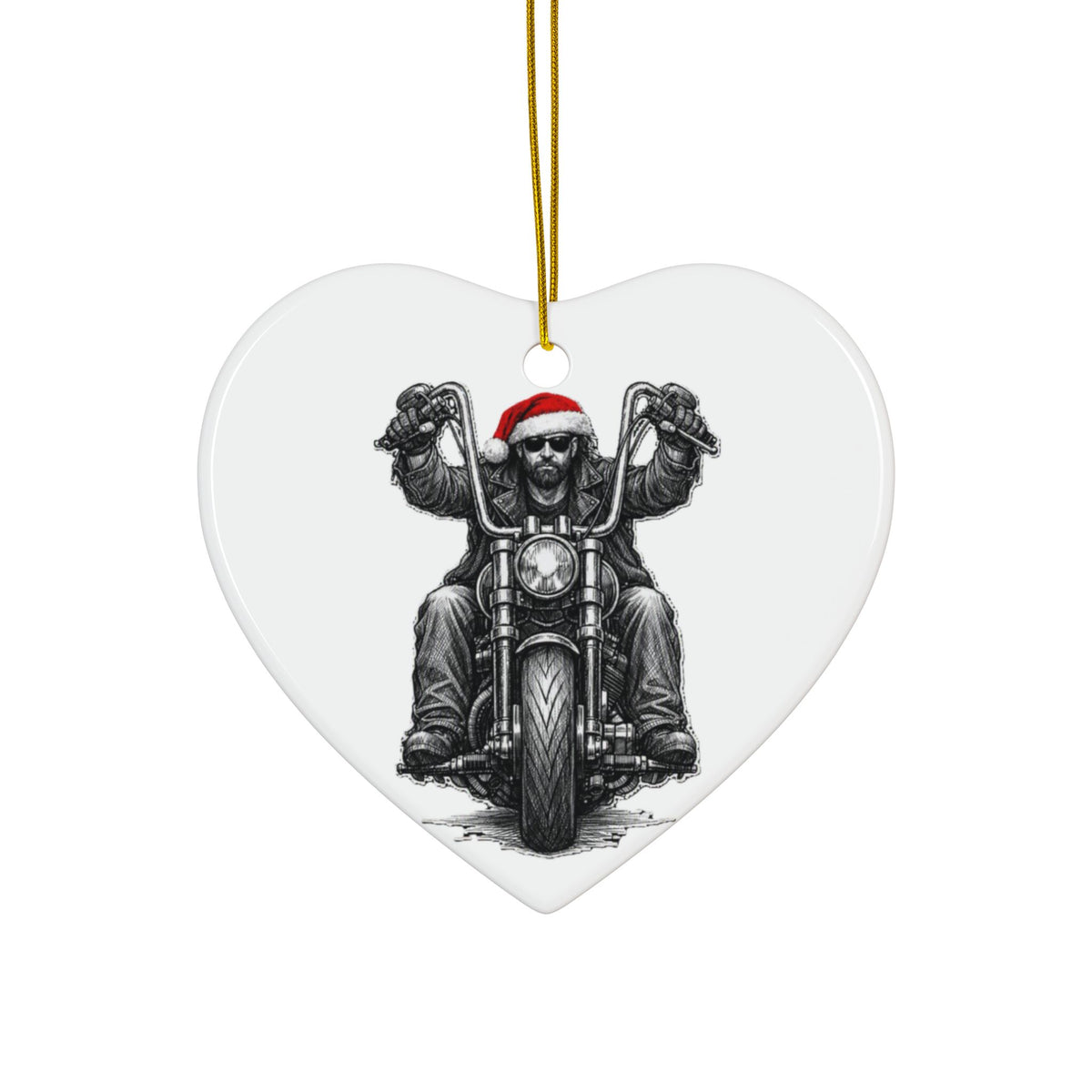 Copy of Biker Motorcycle Ceramic Ornament — Double-Sided Round Holiday Decoration
